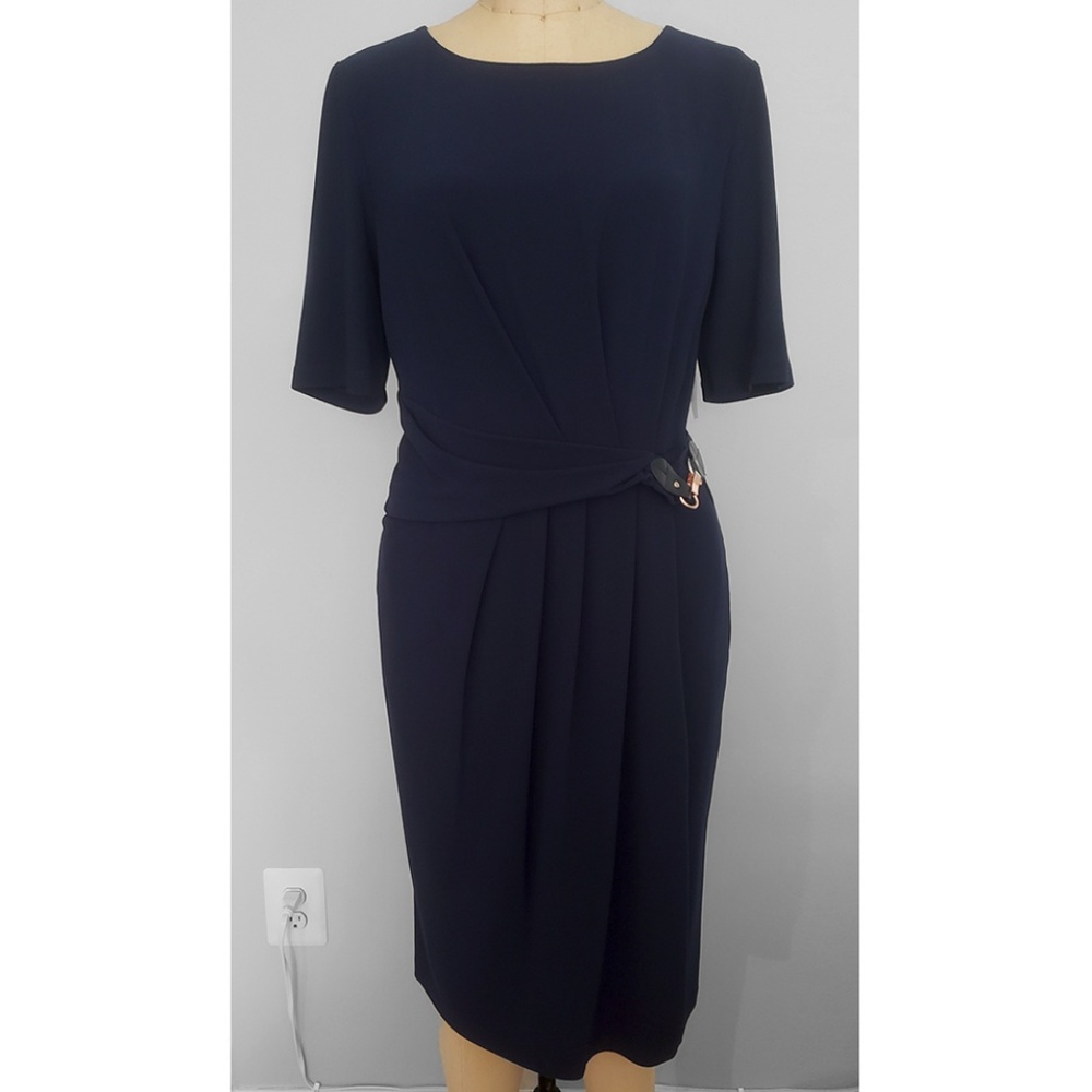 NEW WITH TAGS ELLEN TRACY NAVY MIDI DRESS SIZE 16